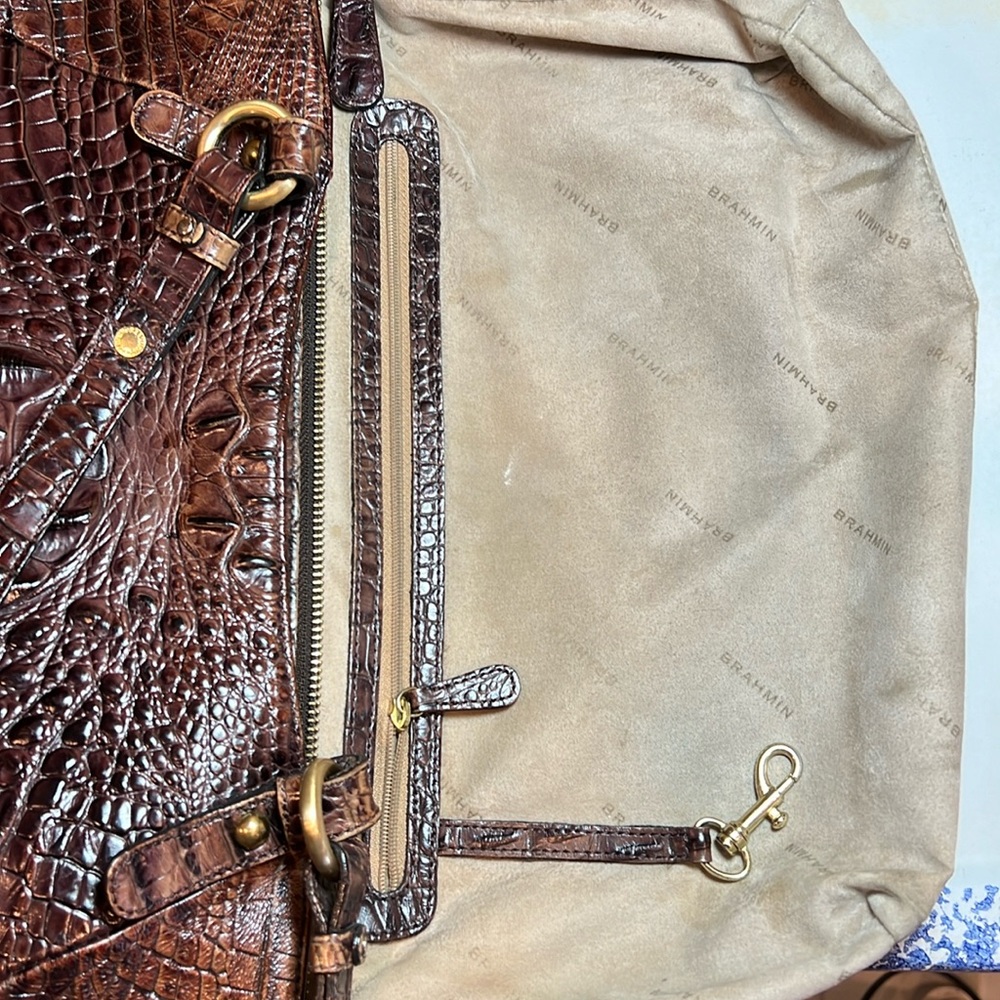 Brahmin Colette Melbourne croc embossed leather in pecan brown shoulder bag - Picture 16 of 17